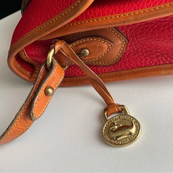 Dooney & Bourke Red Brown Leather Mini Binoculars Equestrian Crossbody Bag - Picture 8 of 16
